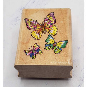Stampcraft Butterfly Bunch Trio Wood Mounted Rubber Stamp 440E12 Garden Nature